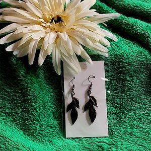 Handmade dangling Brass Leaf Earrings